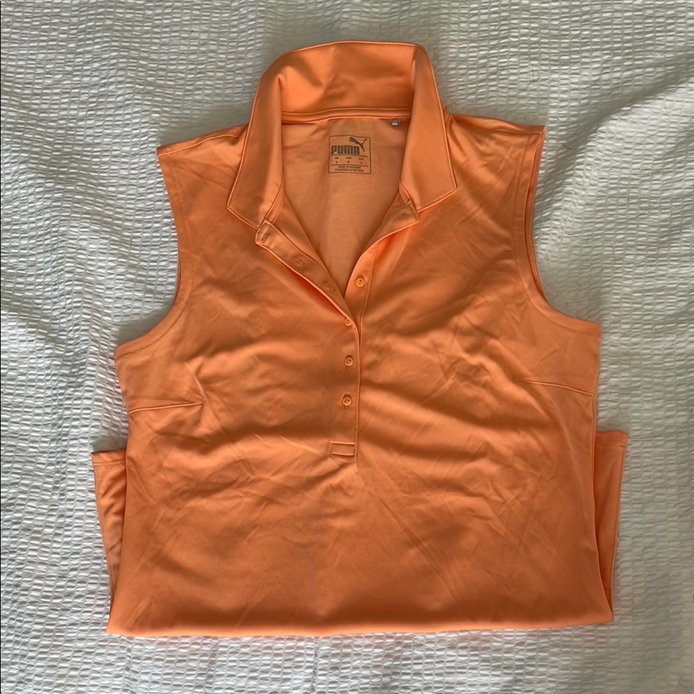 PUMA Women's Orange Sleeveless Polo Top